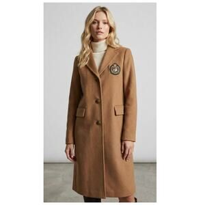Lauren Ralph Lauren Crest Patch Wool Blend Reefer Coat Size 8